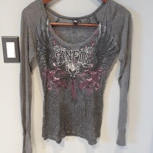 Sheer long sleeve Sinful shirt small